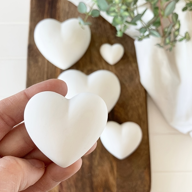 Candle Making Design - 5pcs Heart-Shaped Gypsum Candle Ornament Resin