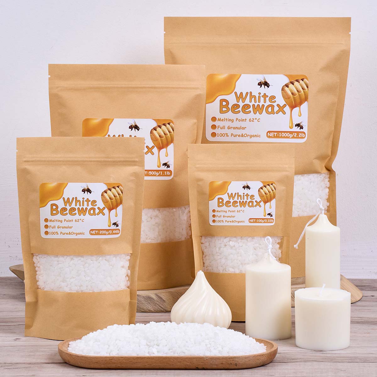 Candle Making Kit For Beginners - 1000g White Beeswax DIY Candle Making