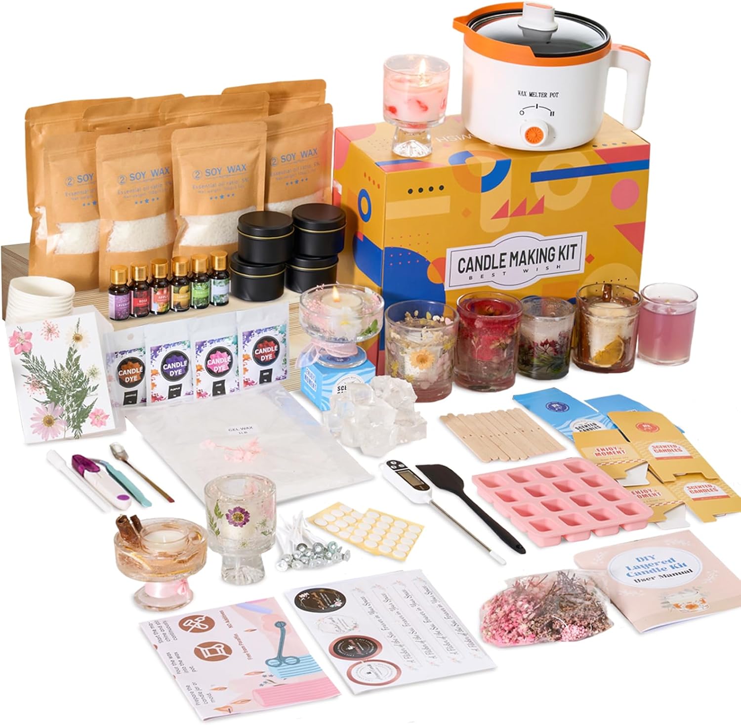 Candle Making Kit For Beginners - 2-in-1 Soy & Jelly Wax DIY