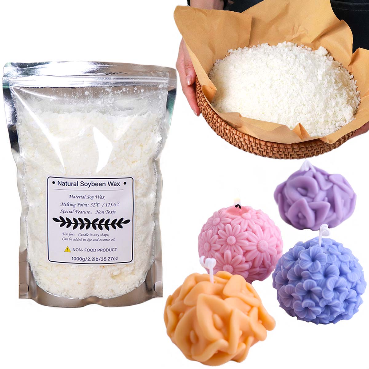 500g/1kg Natural Soy Wax Flake - огляд і ціна Candle Making Kit For Beginners