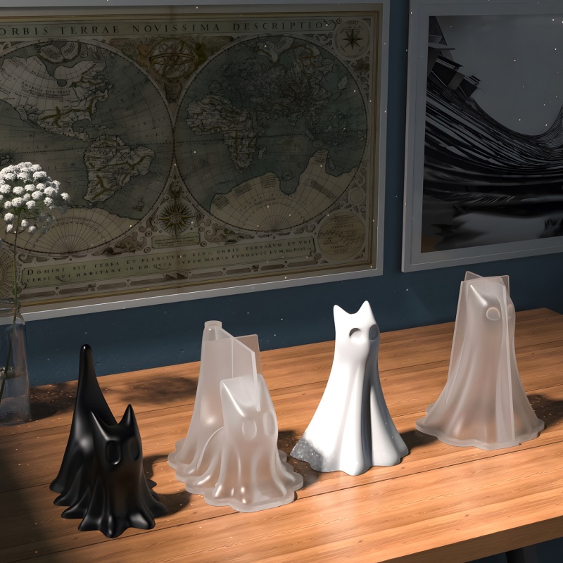 Ghost Cat Halloween Desktop Or - огляд і ціна Candle Making Design