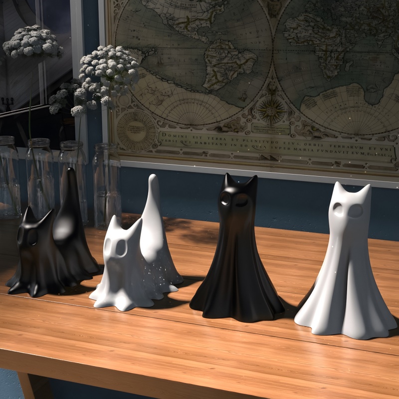 Ghost Cat Halloween Desktop Or - огляд і ціна Candle Making Design