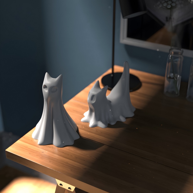 Ghost Cat Halloween Desktop Or - огляд і ціна Candle Making Design