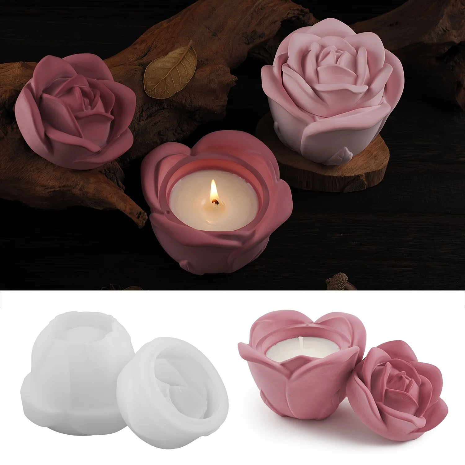2-Piece Set Rose Shaped Silico - огляд і ціна Candle Making Design